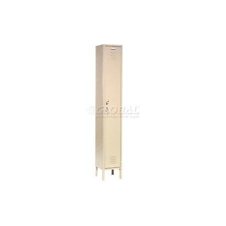 Global Equipment Capital Single Tier 1 Door Locker, 12"Wx18"Dx72"H, Tan, Assembled 652140TN